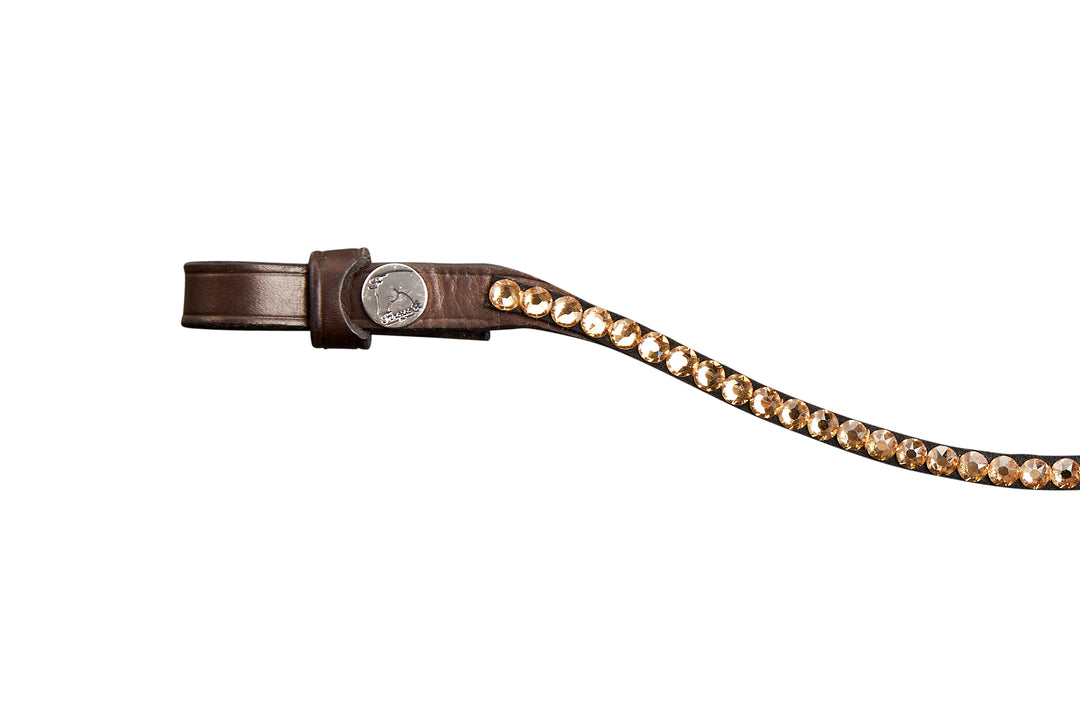 Finesse Small Crystal Browband - Brown Leather