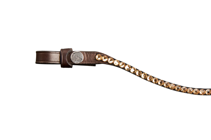 Finesse Small Crystal Browband - Brown Leather