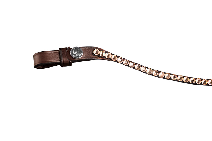 Finesse Small Crystal Browband - Brown Leather