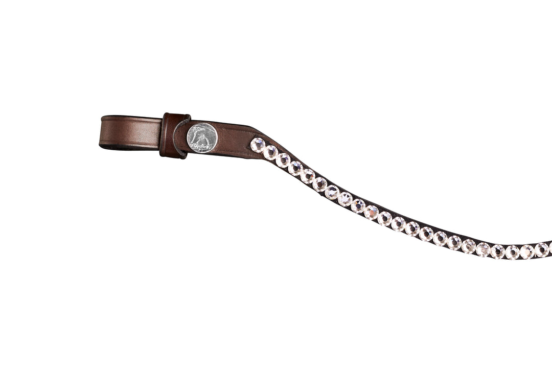 Finesse Small Crystal Browband - Brown Leather