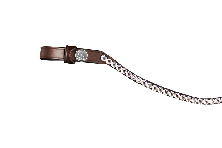 Finesse Small Crystal Browband - Brown Leather