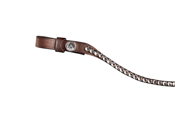 Finesse Small Crystal Browband - Brown Leather